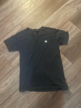 DC Black V-Neck Tee with White Chest Logo